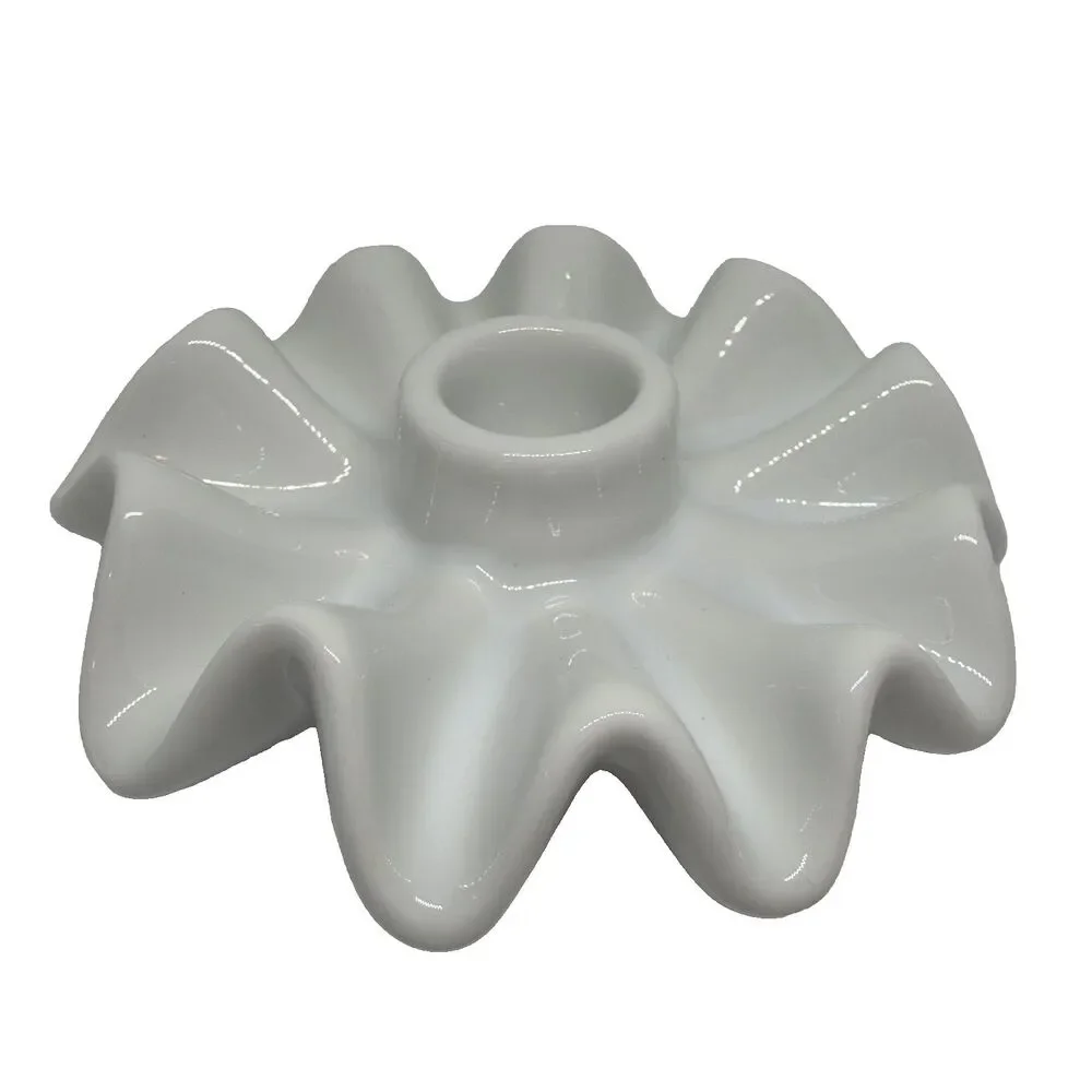 White Ruffles Ceramic Taper Candle Holder Modern Minimalist Fluted 4.3